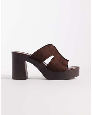 ASOS Hamlet Cut Out Detailing Platform Heeled Mules - Brown
