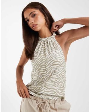 Motel Wiby Halter Zebra Print Top - Natural