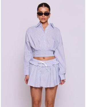 Missy Empire Pinstripe Cropped Skirt - Blue