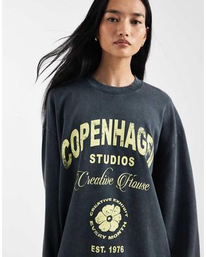 ASOS Oversized Sweatshirt With Copenhagen Studios Graphic - Blue