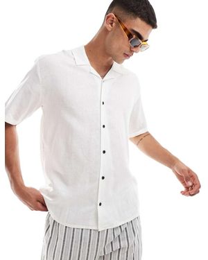 Threadbare Linen Mix Revere Collar Shirt - White