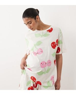 ASOS Asos Design Maternity Oversized Tee And Shorts Pyjama Set With - White