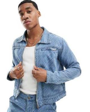 Liquor N Poker – oversize-jeansjacke mit abnutzungsdetails - Blau