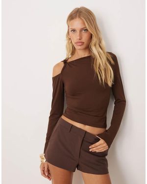 ASOS Polyamide Twist One Shoulder Top - Brown