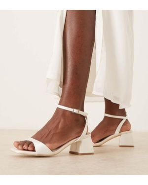 Be Mine Wide Fit Bridal Ammie Low Block Heeled Sandals - Natural