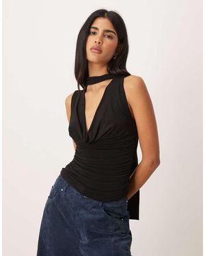 Gina Tricot Cowl Neck Scarf Top - Black