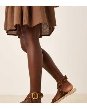 Asos Design Wide Fit Jazzy Whipstitch Espadrille Sandals - Brown