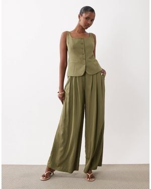ASOS Tailored Floaty Skinny Waistband Triple Pleat Pants - Green