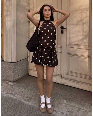 Bershka Mini Polka Dot Dress - White