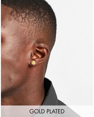 Icon Brand Stainless Steel Hexagonal Plug Earrings Plated - Brown