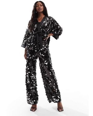 ASOS Pantaloni Sartoriali Taglio Comodo Neri Con Paillettes Stile Disco - Nero
