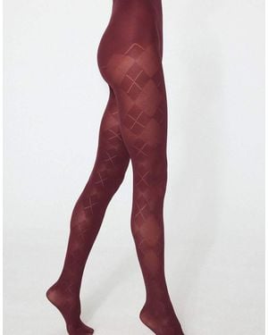 Tezenis Patterned 50 Denier Tights - Red