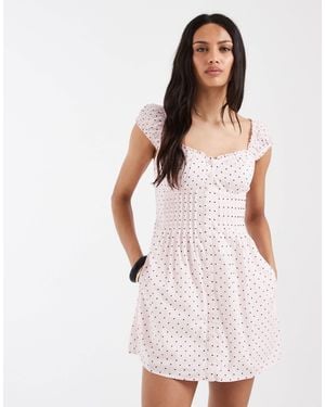Hollister Milkmaid Smocked Waist Mini Dress - White