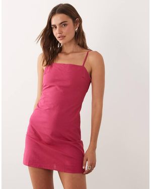 Nobody's Child Palma Linen Blend Square Neck Cami Mini Dress - Red
