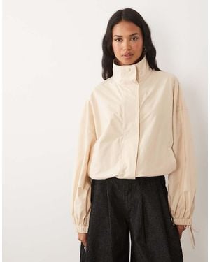 ASOS Windbreaker Top With Tie Cuffs - Natural