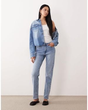 JDY Tall Lullu High Waist Straight Leg Jeans - Blue