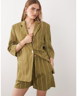 ASOS Pantalones Cortos Verde Oliva A Con Detalle De Lazada (Parte De Un Conjunto)