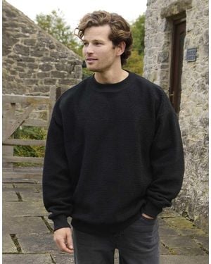 Threadbare Crew Neck Borg Sweatshirt - Black
