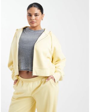 ASOS Asos Design Curve Cropped Zip-through Brushback Hoodie - Blue