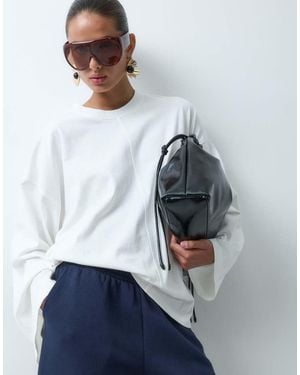 ASOS Cotton Crew Neck Oversized Long Sleeve T-shirt - Grey