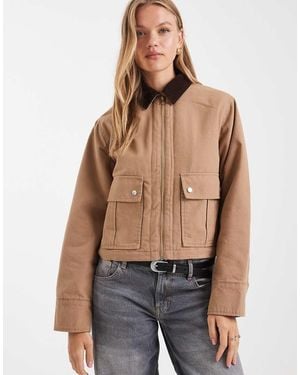 New Look Cropped Barn Jacket - Natural