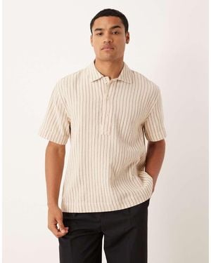 Abercrombie & Fitch Cropped Poplin Overhemd Met Korte Mouwen - Naturel