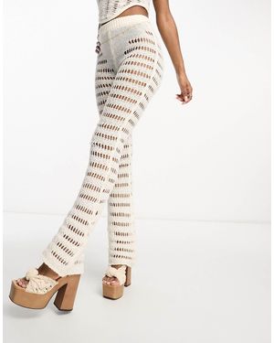 AsYou Knitted Crochet Flare Trouser Co-ord - White