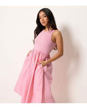 PixieGirl Petite Ruffle Detail Midi Dress - Pink