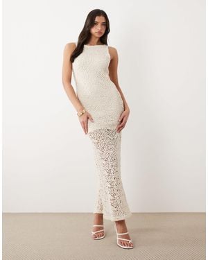 Gina Tricot – maxikleid aus häkelstrick - Natur