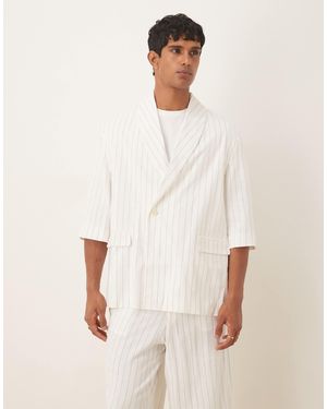 ASOS Linen Mix Slouchy Oversized Suit Jacket - Natural