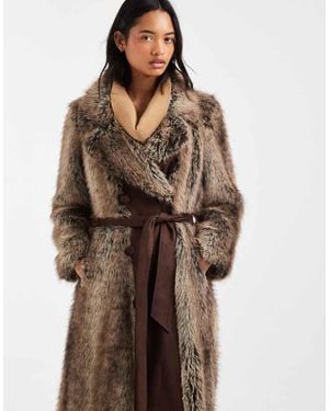 Urbancode Cappotto Maxi Fit And Flare Con Cintura Da Annodare E Profili - Marrone