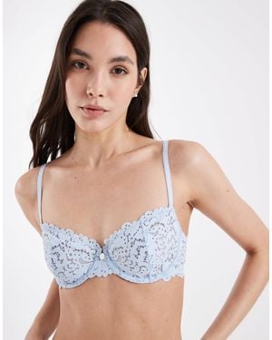 Lindex Soutien-gorge balconnet à armatures en dentelle - clair - Bleu