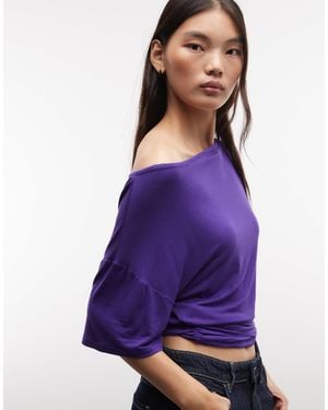 Collusion Off Shoulder Drapey Top - Purple