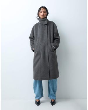 ASOS Eleganter mantel mit stehkragen und wolle - Grau