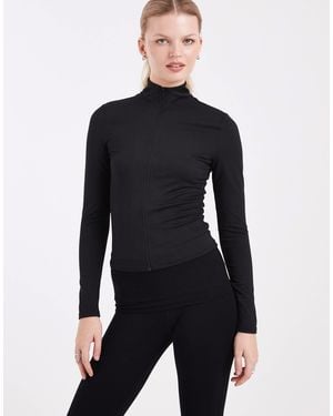 Miss Selfridge Sculpted Zip Through Top - Blue