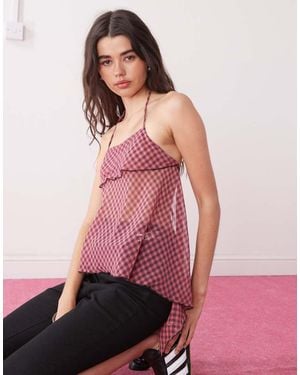 Collusion Chiffon Halter Top - Pink