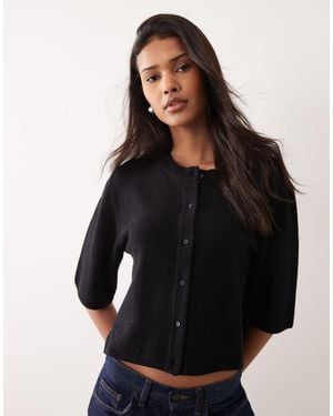 Object Short Sleeve Knitted Cardigan - Black