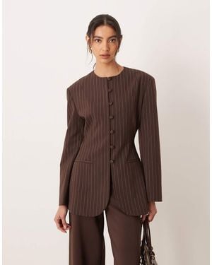 ASOS Slim Fit High Neck Blazer - Brown