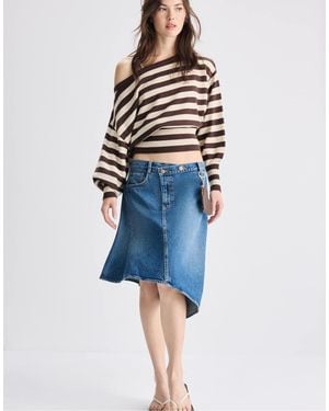 Stradivarius Asymmetric Ribbed Hem Knit Jumper - White