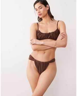 Miss Selfridge High Leg Bikini Bottom - Natural