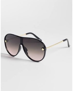 ASOS Aviator Sunglasses With Metal Temple Detail - Black