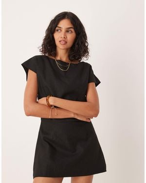 Vrg Grl Cameron Linen Mini Shift Dress - Black