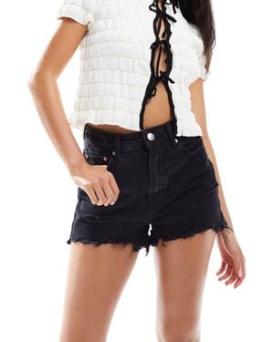 Stradivarius Ripped Denim Short - Blue