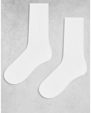 Monki 2 Pack Pointelle Ankle Socks - White