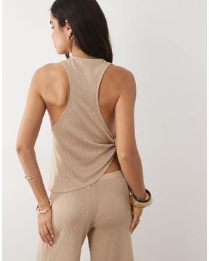 ASOS Textured Jersey Tank Top With Side Knot Detail - Natural