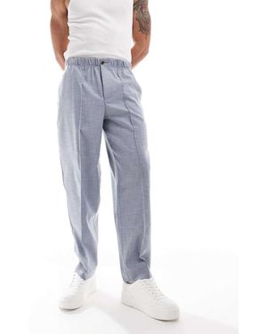 ASOS Pantaloni Da Abito Affusolati Oversize Blu Con Motivo Incrociato