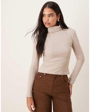 ASOS Jersey Color Avena Con Cuello Vuelto Y Detalle De Costuras De Algodón Suave De -Neutro
