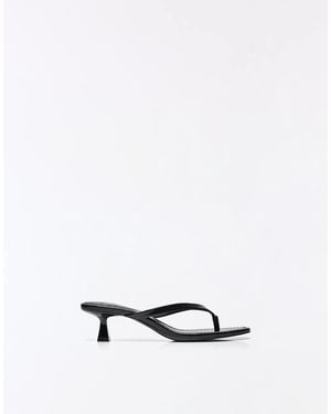 Bershka Heeled Thong Sandals - White