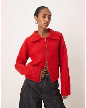 Mango Gebreid Vest Met Dubbele Rits - Rood