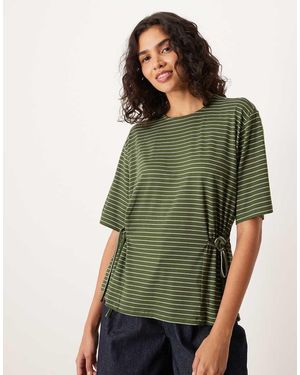 ASOS Stripe Cinched Tie Side Tee - Green